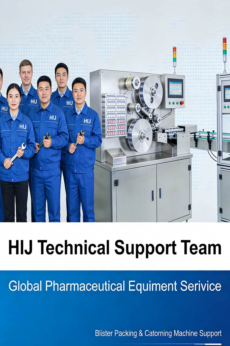 HIJ technical support team providing service for blister packing machine and cartoning machine pharmaceutical equipment worldwide