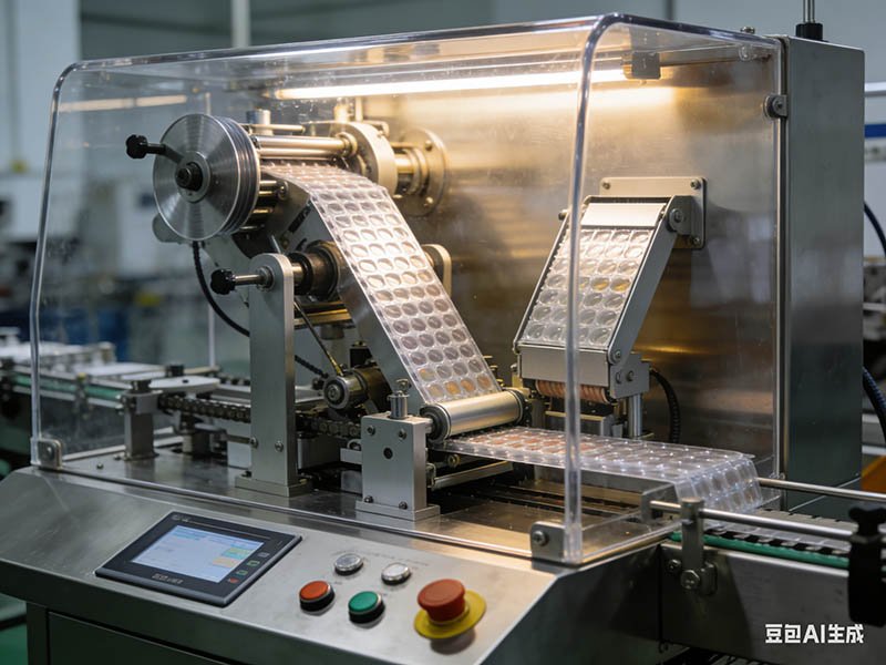 HIJ liquid blister packaging machine for sale, showing the filling station for oral liquids and syrups.