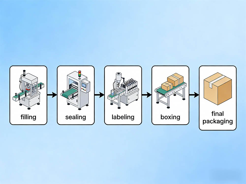 HIJ Complete Cosmetic Packaging Line - From Filling to Final Packaging