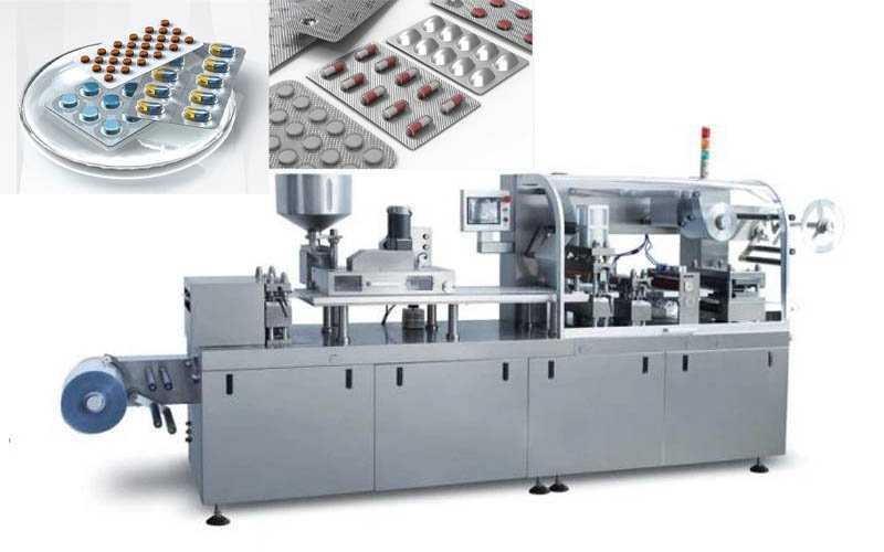 HIJ liquid blister packaging machine full line view showing forming station filling station and sealing station for pharmaceutical production