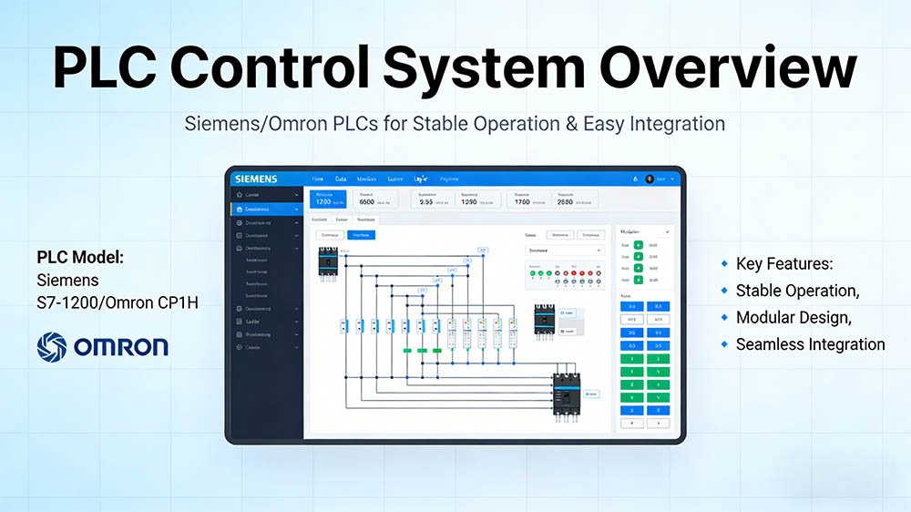 Close-up of a Siemens PLC touch screen interface on a HIJ blister packing machine, displaying production data and system status.