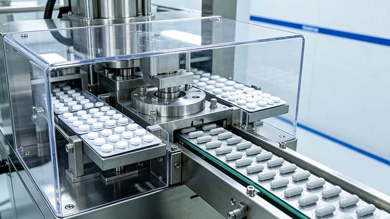 A high-speed Trustar packaging line demonstrating how a blister machine tablets capsules flexible design handles multiple pharmaceutical formats.