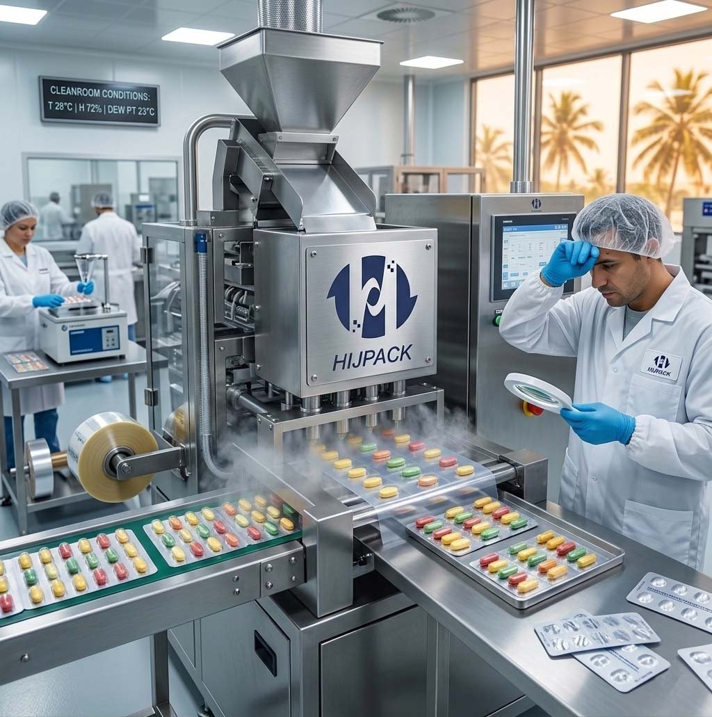 HIJ blister packaging machine stability test for tropical climate pharmaceutical products including cannabis-based medical products in humid conditions