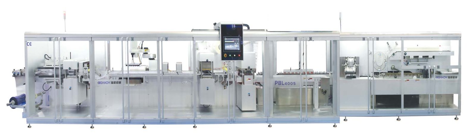 Integrated blister cartoning line PBL-400S-400SF combining blister forming and cartoning on one frame
